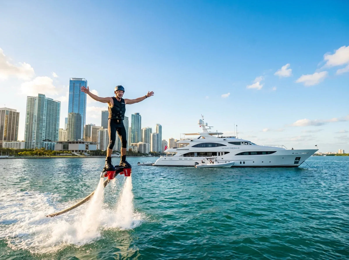 Flyboard experience next to a yacht in Miami
